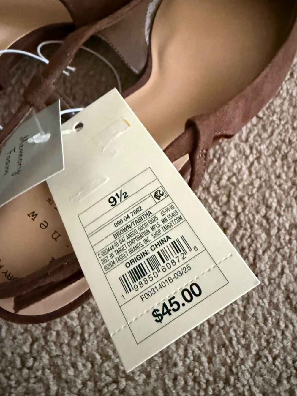 a new day Brown Suede Slingback Pointed Toe Heel with Gold Double-Ring - Picture 5 of 5